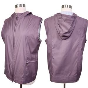 Nike Golf Womens Clima Fit Hooded Zip Up Vest Size Large Purple Windbreaker